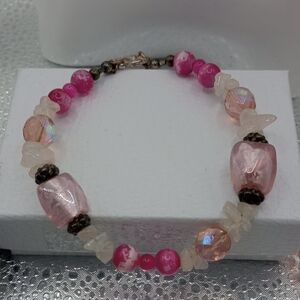 Elegant Pink Glass Beaded Bracelet B305 🩷